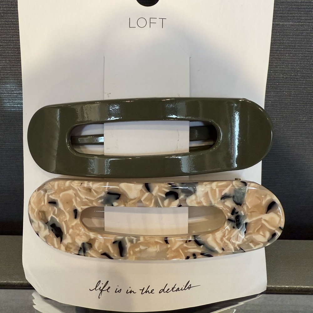 LOFT Olive and Beige/Black Hair Clips